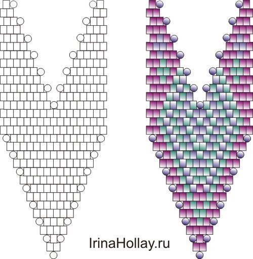 схема плетения листочков