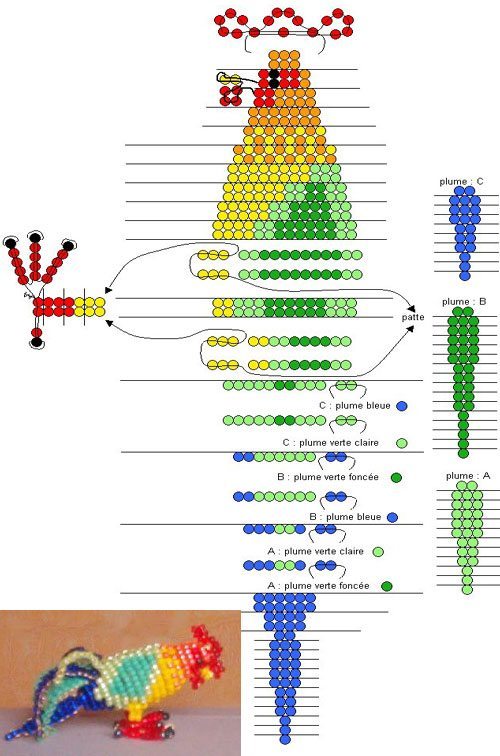 схема из бисера петух