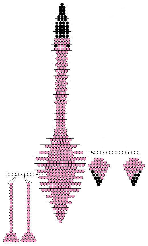 Фламинго из бисера - схема плетения с крыльями