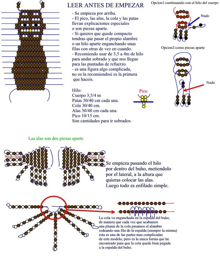 схема плетения совы из бисера