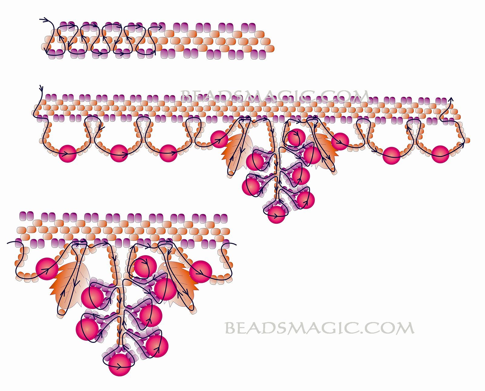 Схема плетение ожерелья из бисера