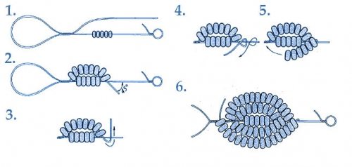 Клубничка из бисера - схема плетения листика