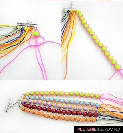 Радужный браслет из бусин: схема плетения 2