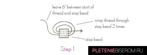 Схема плетения простого кольца из бисера