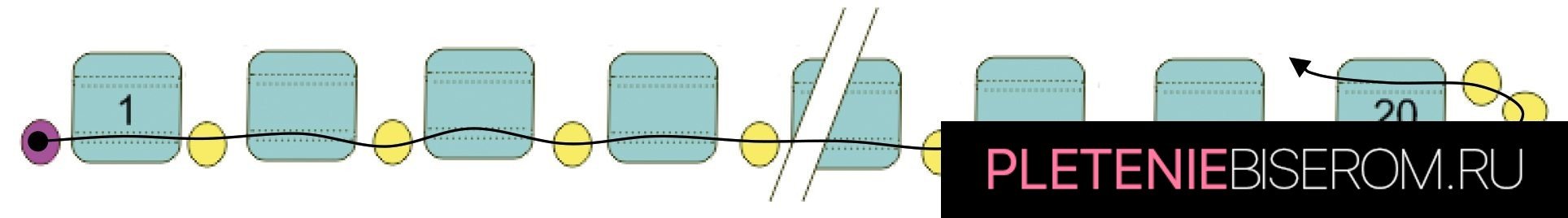 Схема плетения изящного браслета из бисера 1