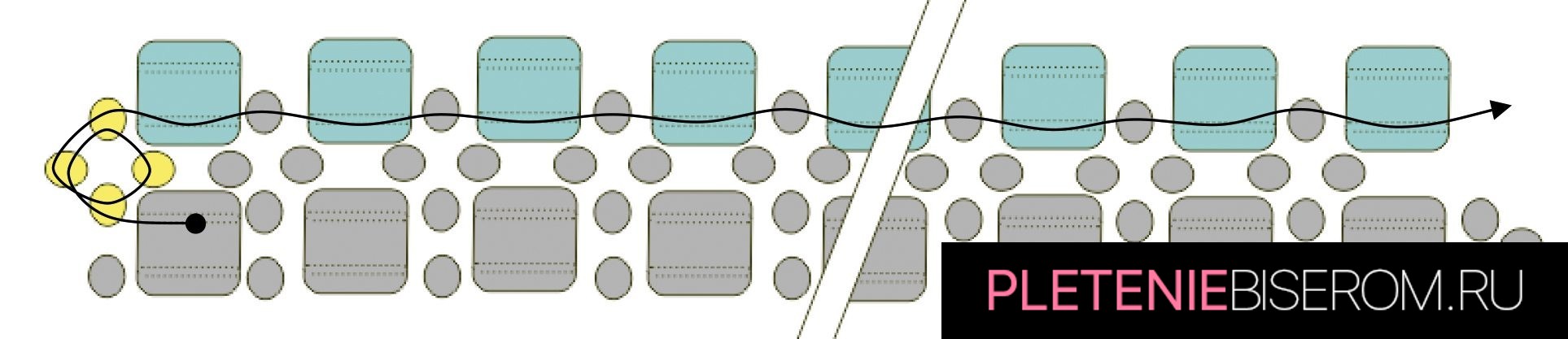 Схема плетения изящного браслета из бисера 3