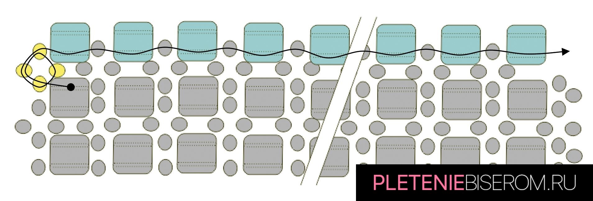 Схема плетения изящного браслета из бисера 6