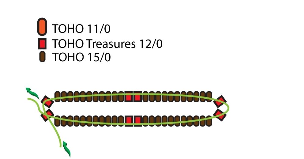 Квадратные серьги из бисера - схема плетения