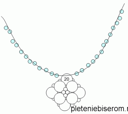 Кулон из бисера в виде молекулы - схема