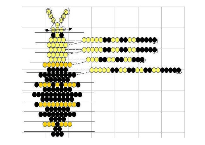 Схема осы из бисера