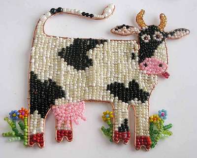 Корова из бисера - схема плетения