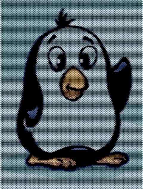 пингвин картина из бисера
