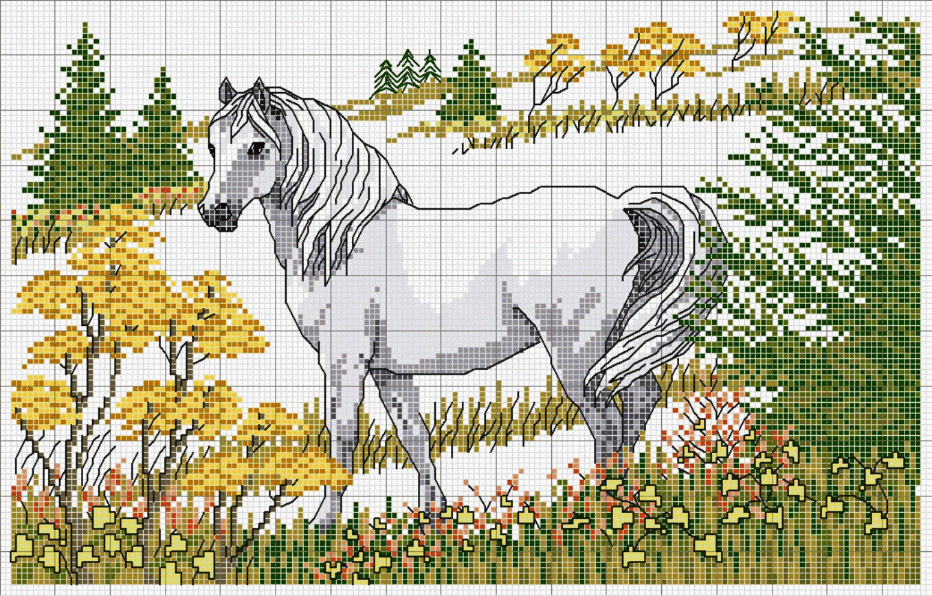 схема для вышивания бисером лошади