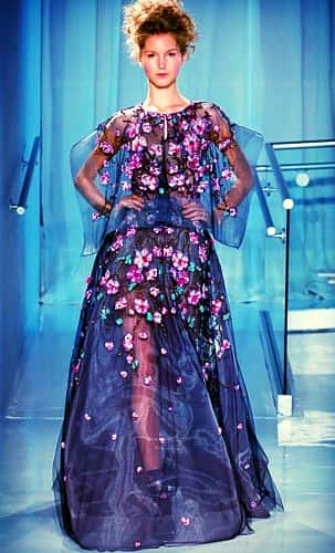 Полупрозрачное платье Reem Acra с цветочным узором